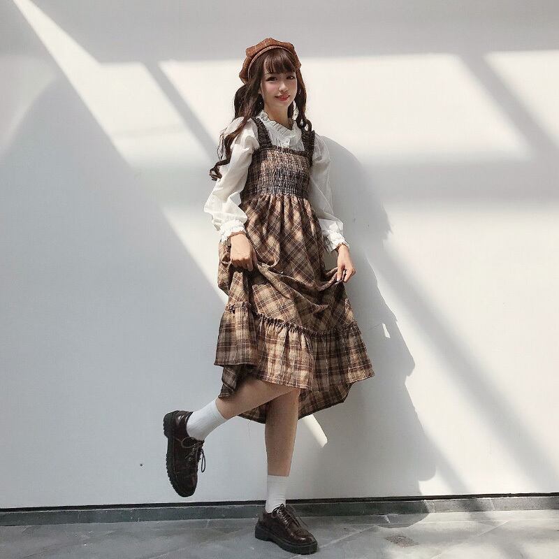 レッドオータムウィンタースカート シャツ ドレス 秋物 冬物 萌量不足18858408904