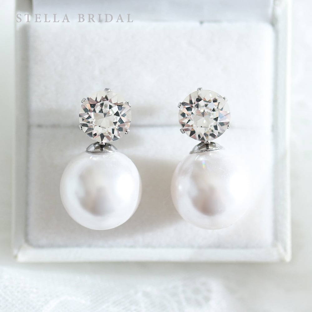 スワロフスキー Fit Mini クリスタル メッシュ トライアングル ピアス