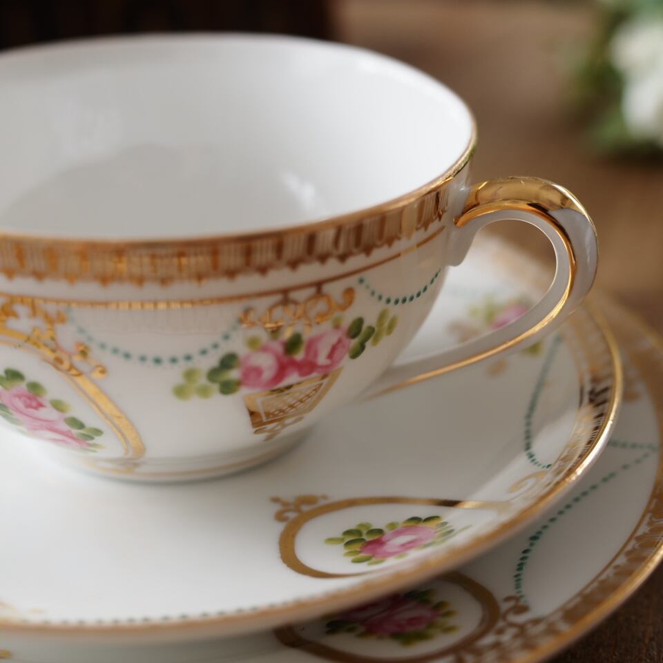 Old Noritake｜オールドノリタケ 薔薇と金彩ガーランド アンティーク