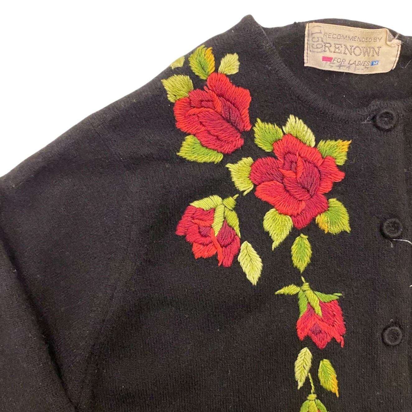 花柄カーディガン（黒） | 古着屋MILOU