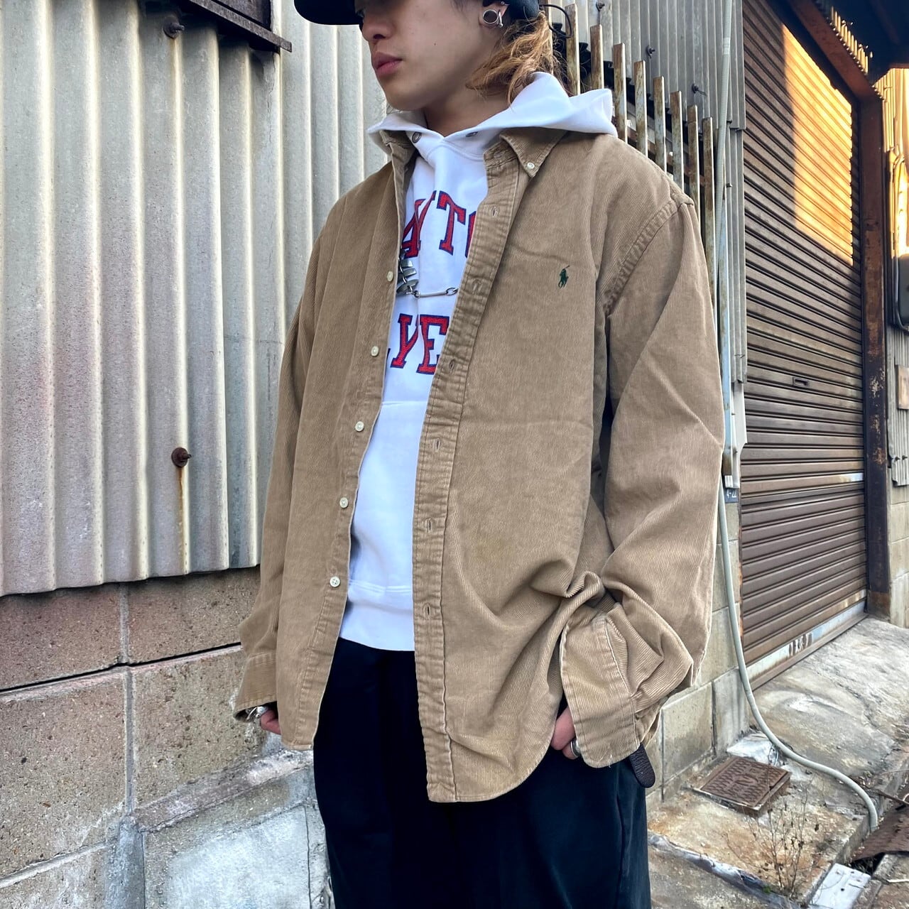Ralph Lauren ラルフローレン 長袖 コーデュロイシャツ メンズxl 古着 ボタンダウンシャツ ベージュ 長袖シャツ Cave 古着屋 公式 古着通販サイト