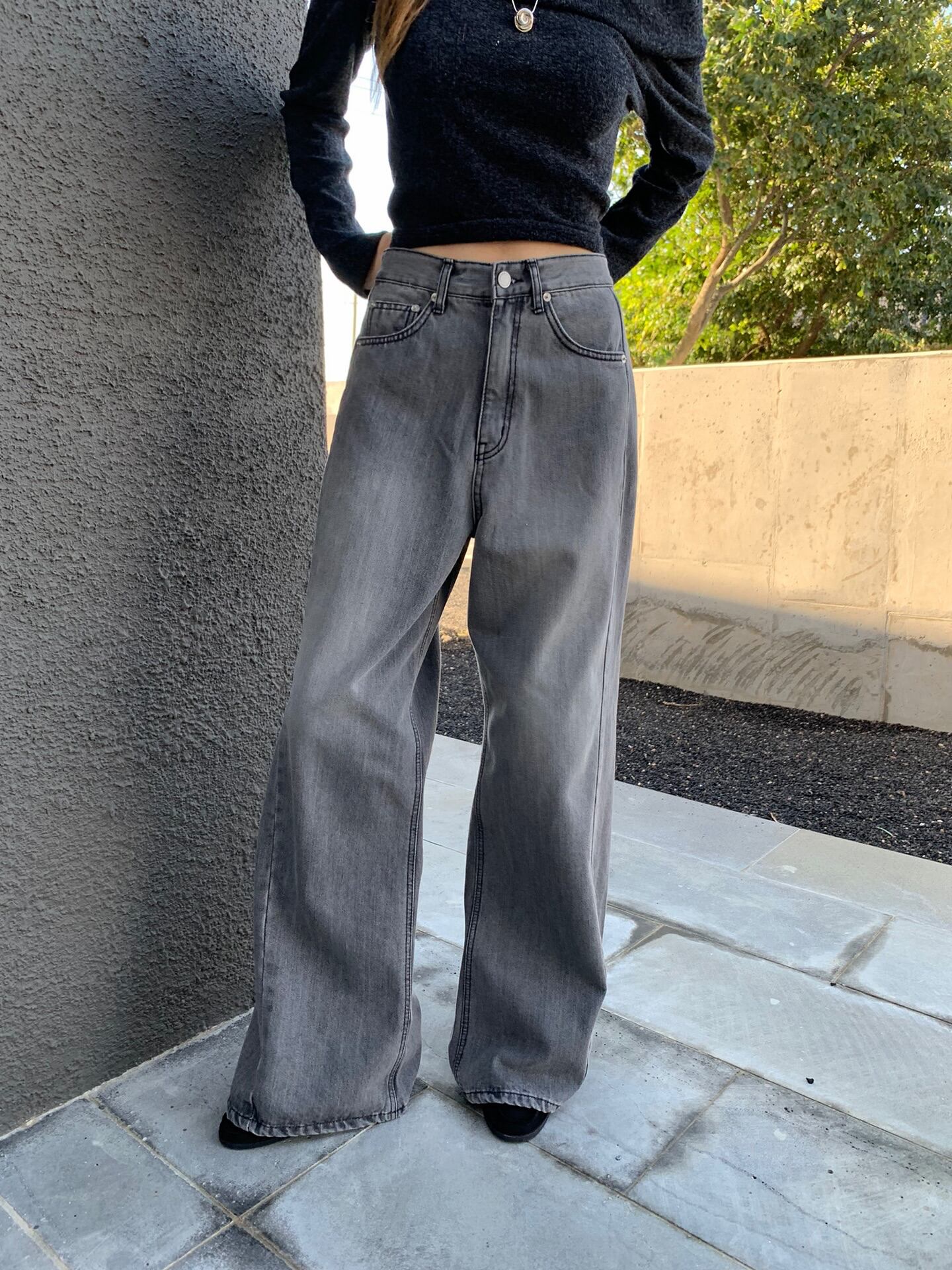 (即納)poster / Gray Magic Wide Denim / S