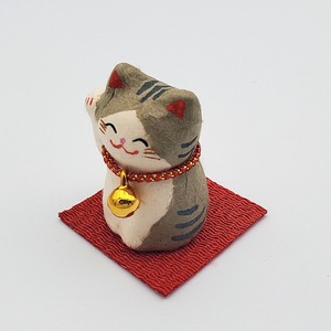 ちぎり和紙の可愛い招き猫(グレー猫)