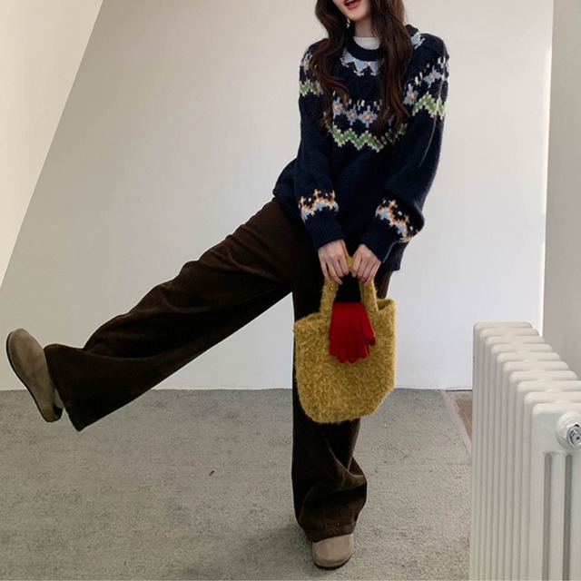 pattern-knit pullover　J00343