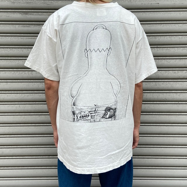 90s USA製 シンプソンズ 両面プリントT キャラt パロディ CK 白XL