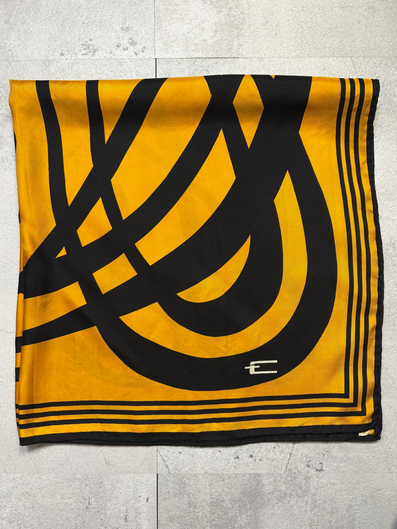yellow & black abstract silk scarf-5152-8