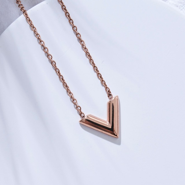316L  ( サージカルステンレス )  V necklace【PINK GOLD】#n39