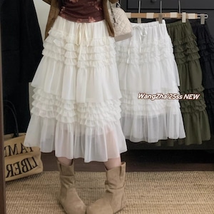 4色/Aラインティアードフリルスカート ・75565 4色/Aラインティアードフリルスカート ・75565