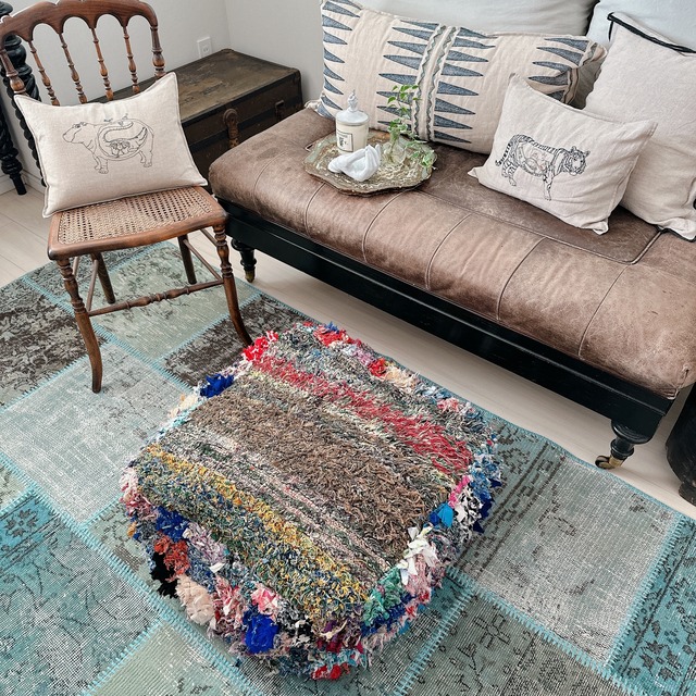 モロッコ ヴィンテージプフ CP002 | ブジャド フロアクッション | 55cm × 55cm × 20cm