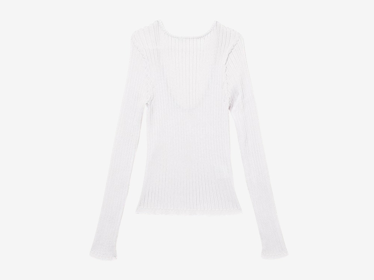 UMILE Yarn RIB PULLOVER / WHITE