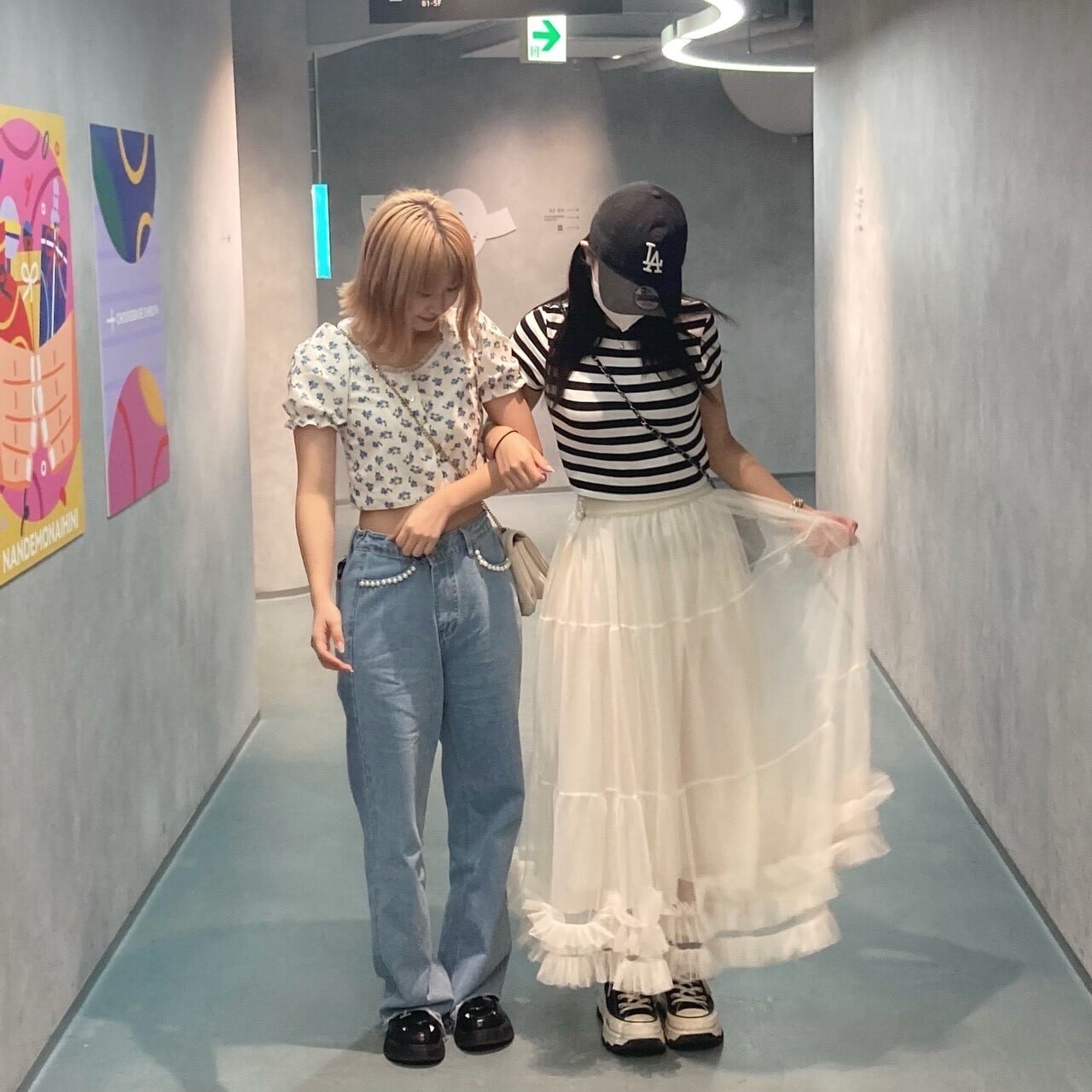 pois roses】Pearl straight denim (LAST1) | feellie