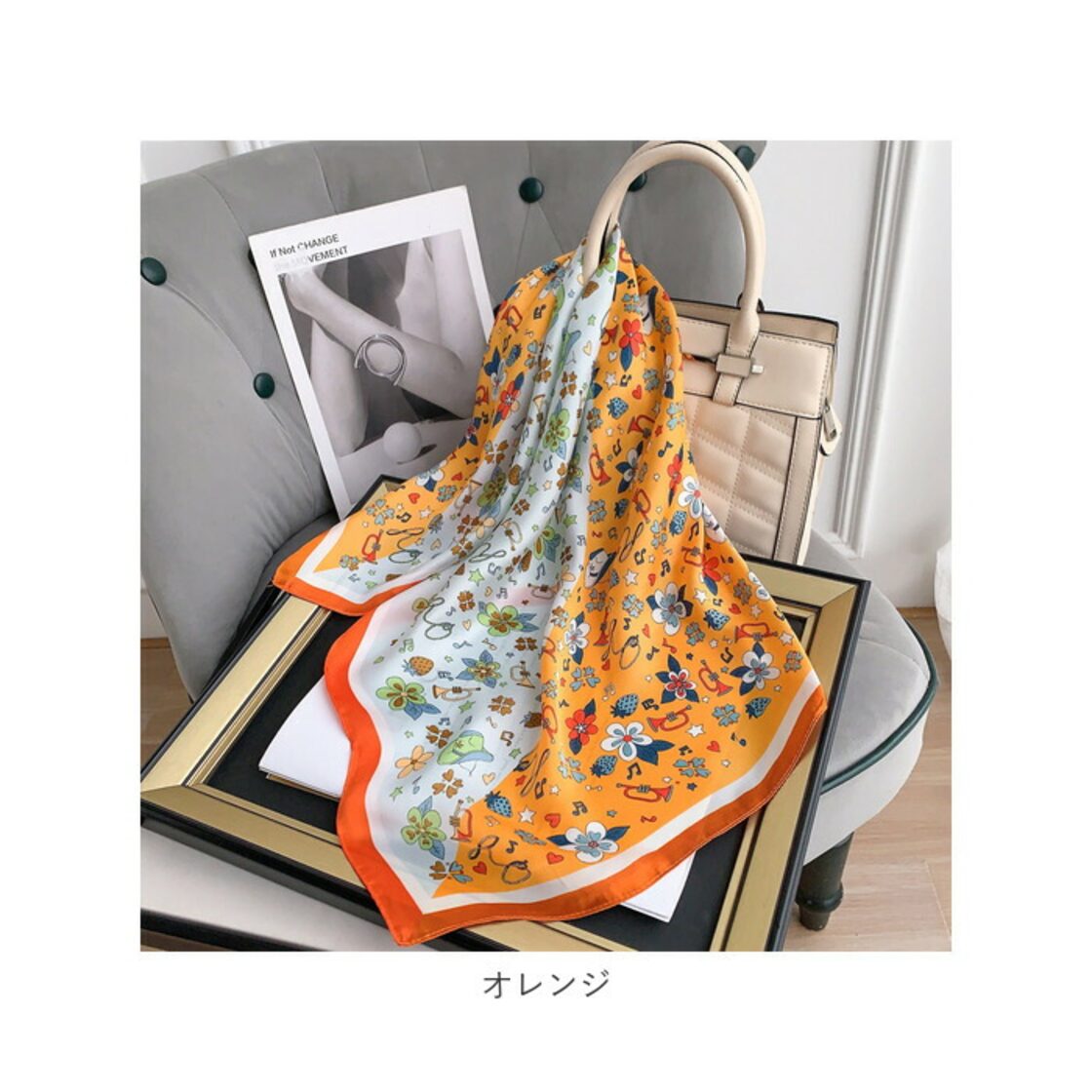 スカーフ レディース 70cm 通販 サテン 正方形 ストール バンダナ 