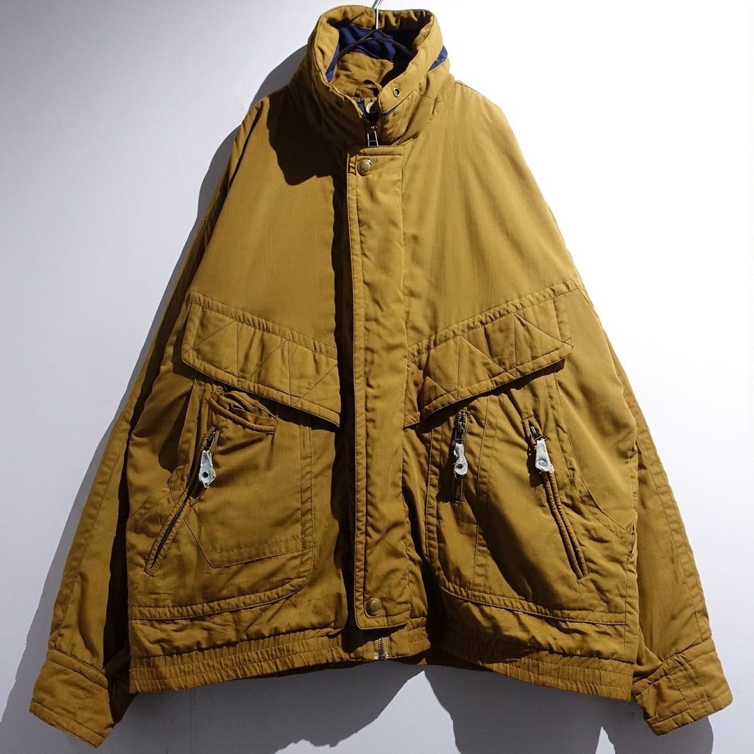 90s Mustard Yellow Multi-Pocket Design Padded Blouson