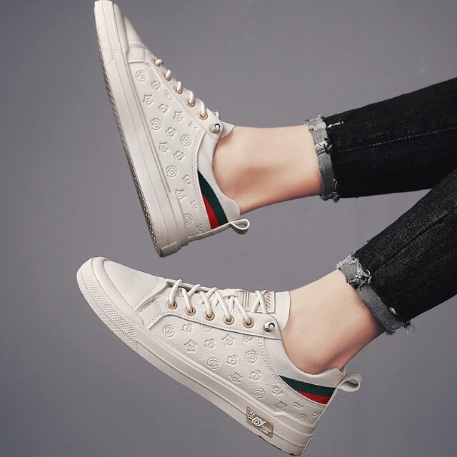 【予約販売】スニーカー メンズ 厚底 靴 ホワイト ベージュ シック モノグラム柄 お洒落 カジュアル ストリート 24.5cm/25cm/25.5cm/26cm/26.5cm/27cm