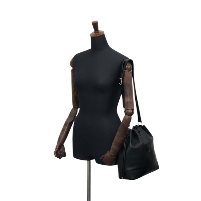 CELINE セリーヌ ショルダーバッグ ブラック ブラゾン型押し レザー 巾着 vintage ヴィンテージ オールド rzrkng