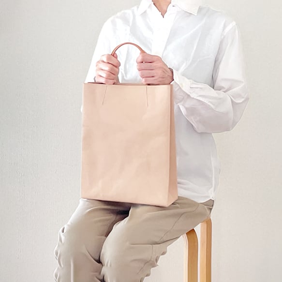 大人の革袋M・A4が入る・ナチュラル[受注制作品]