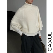 Turtleneck Cape Knit Top