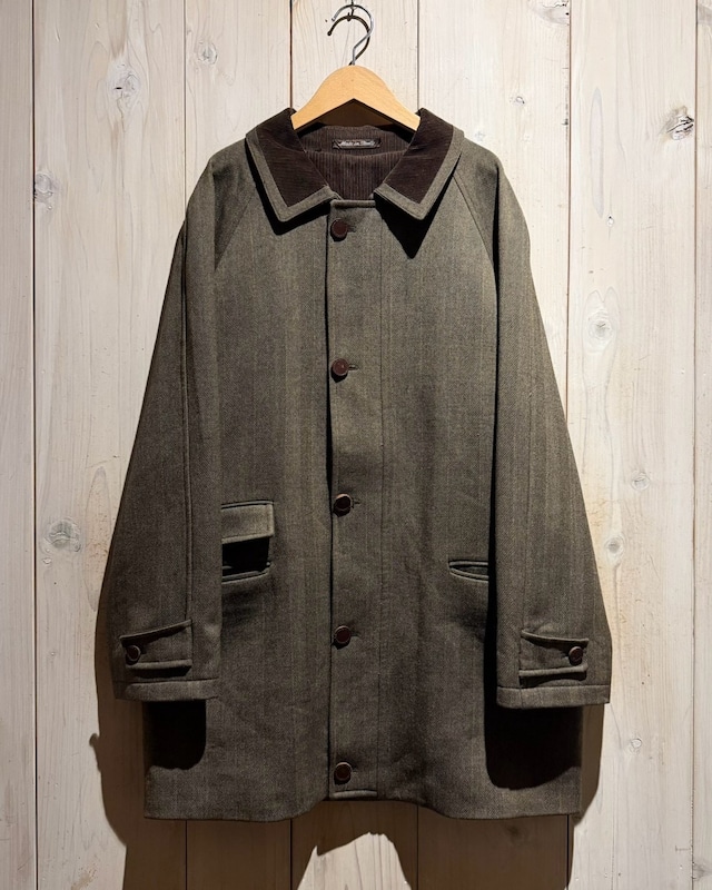 【a.k.a.C.a.k.a vintage】“Loro Piana”Park House" Herringbone Wool Half Coat