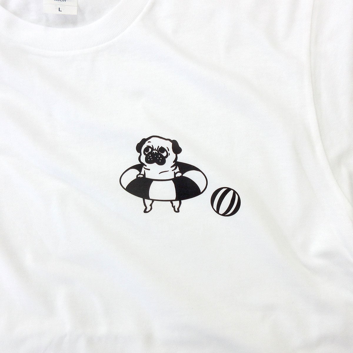 海水浴 パグ Tシャツ dog61 犬 ブヒ パグ 好き 服 ゆるい イラスト