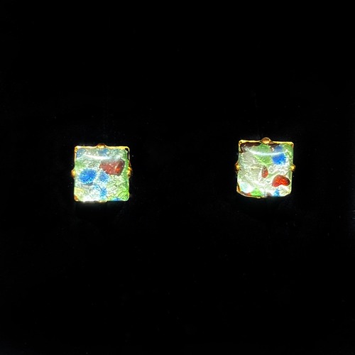 Colorful bubble square glass earrings
