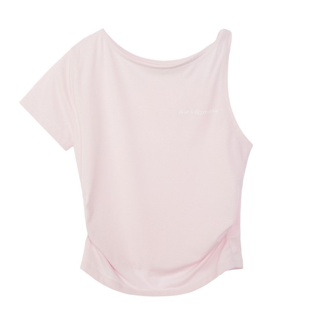 [Rest & Recreation] UNBALANCED SLEEVE TOP - PINK 正規品 韓国 ブランド 韓国ファッション 韓国代行 レストアンドレクリエーション restrecreation rest and recreation 日本 店舗 レストアンドレクリエーション