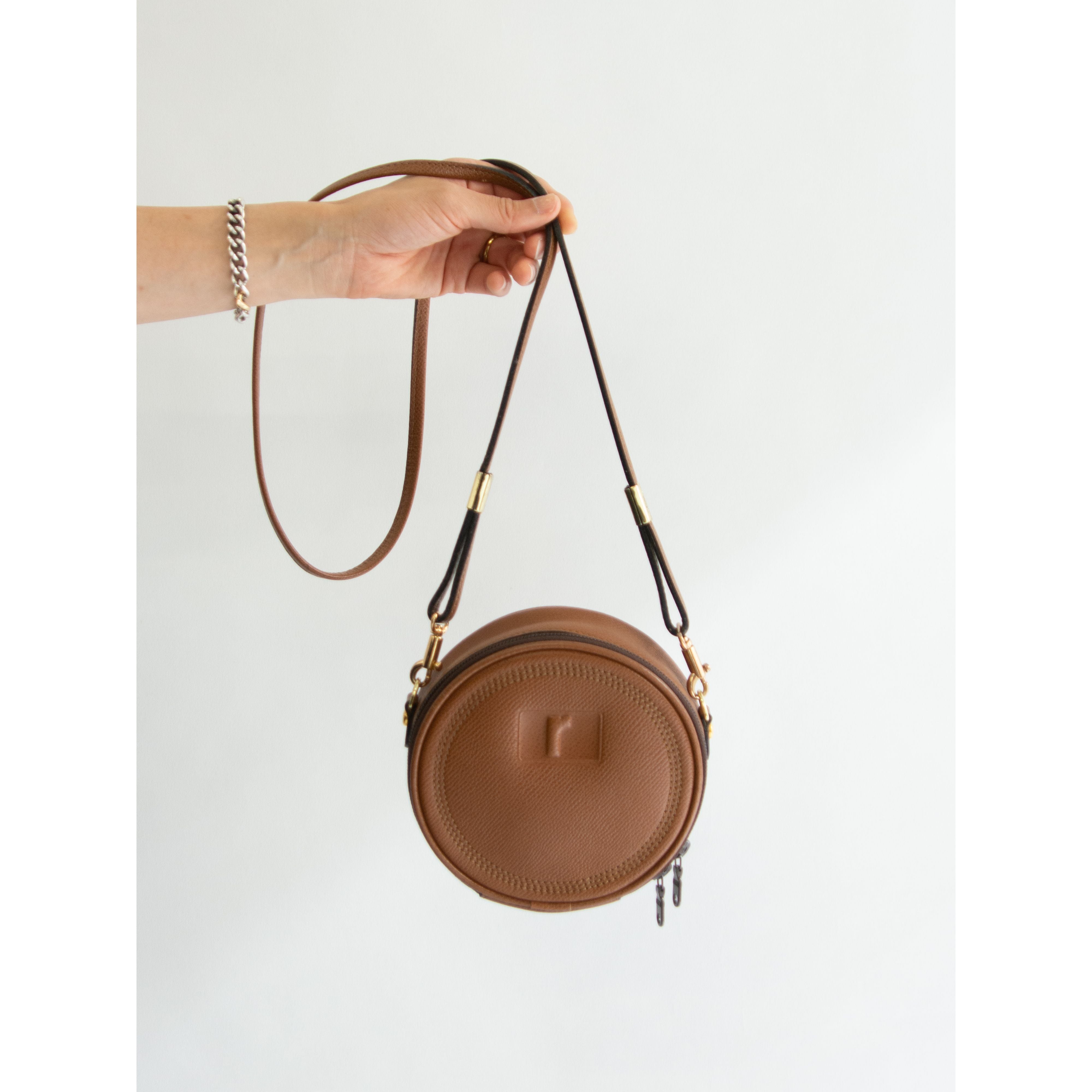 極美品/フランス製 renoma PARIS キャビアスキン ショルダーバッグ renoma PARIS】Crossbody PVC Leather Circle Bag（レノマ クロス