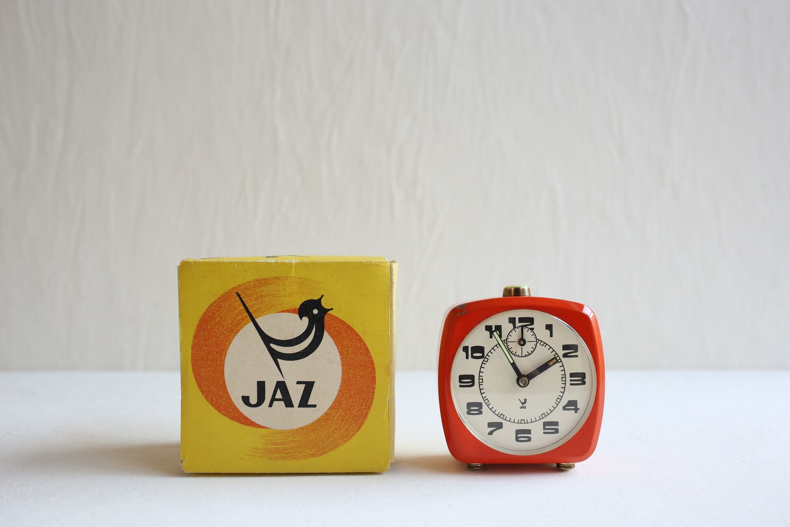 フランス アンティーク ヴィンテージ JAZ 目覚まし時計 『FUSTIC』 赤 箱付き N-03557