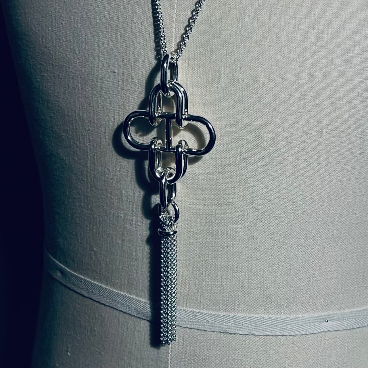 HERMES Rose de Mer Tassel Necklace Sterling Silver | エルメス