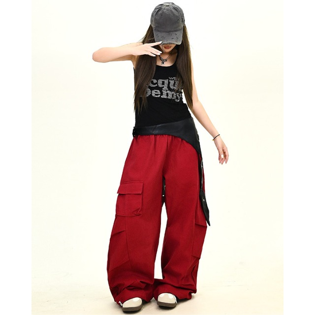 asymmetric belt wide leg pants　アシメベルトワイドレッグパンツ　J1221