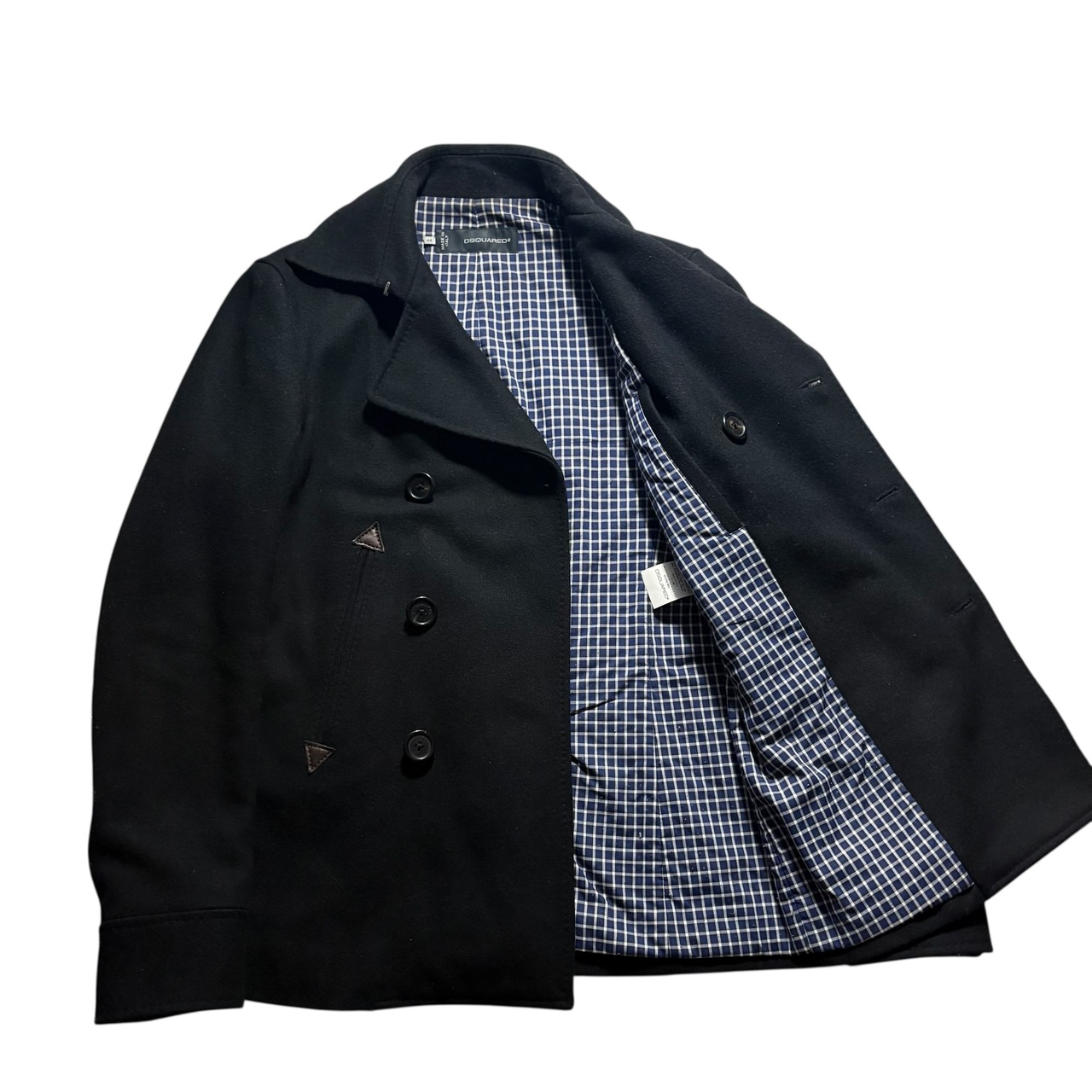 2011aw DSQUARED2 black melton wool pea coat