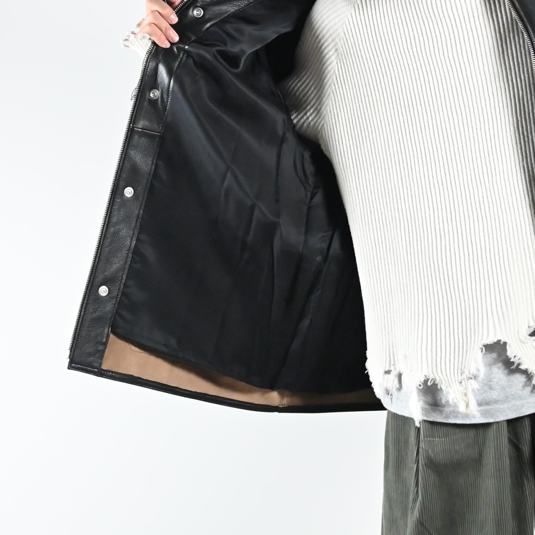 barbell object(バーベルオブジェクト)leather coverallコーディネート