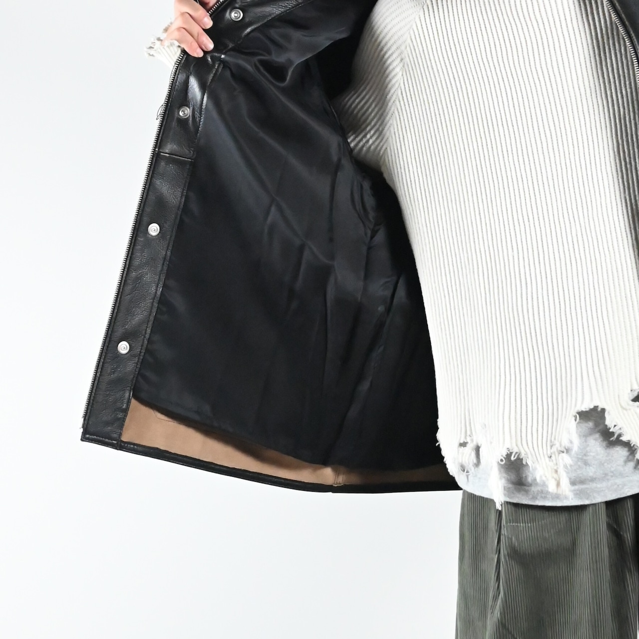 barbell object(バーベルオブジェクト)leather coverallコーディネート