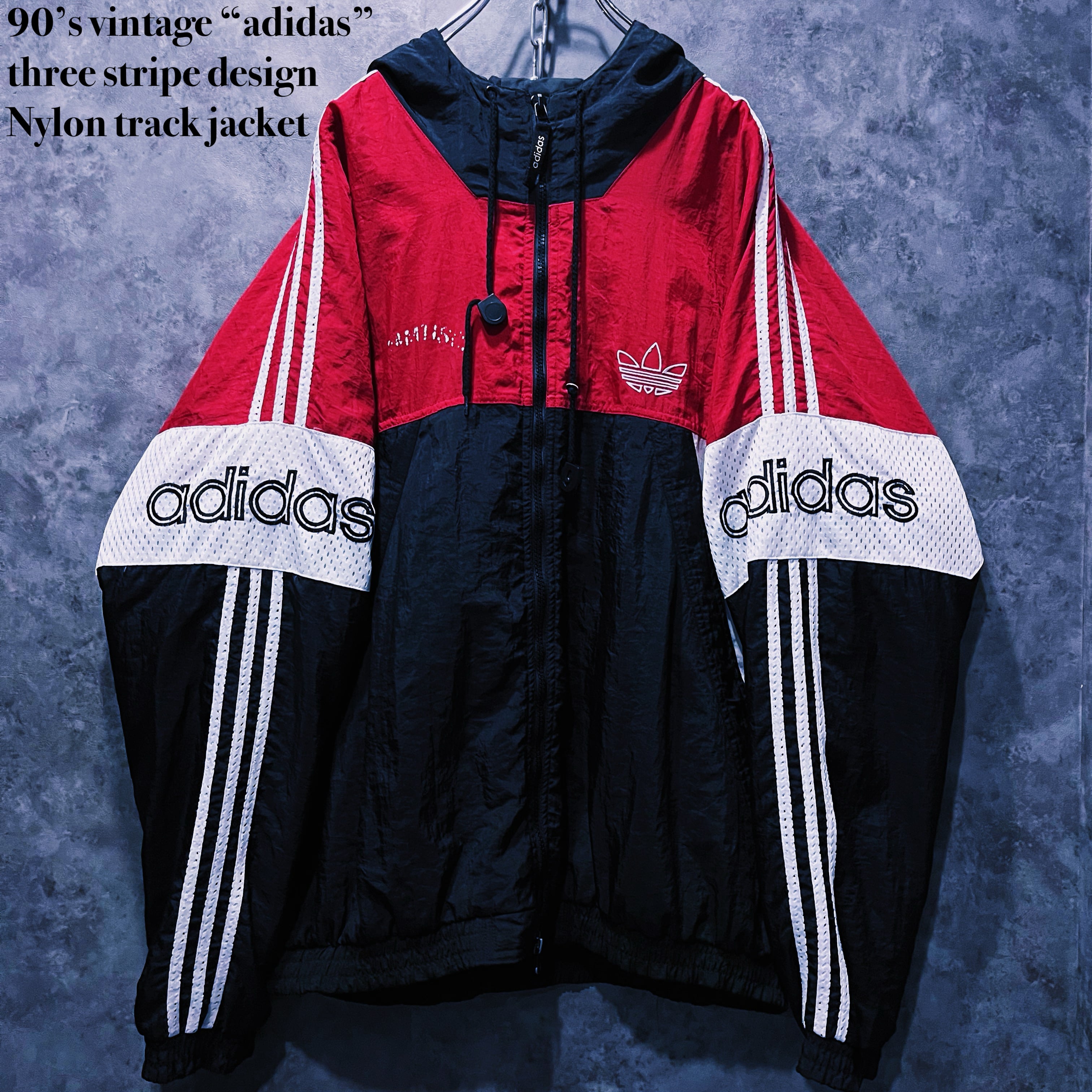 【doppio】90’s vintage “adidas” three stripe design Nylon track jacket