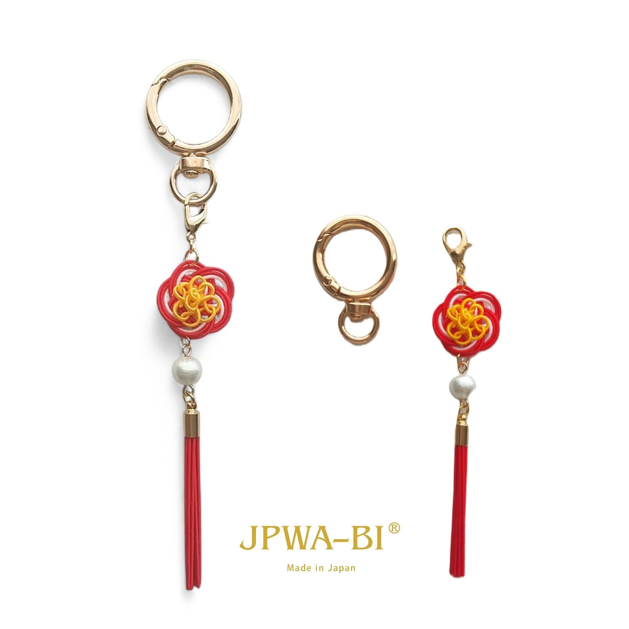 JPWA-BI バッグチャーム キーホルダー 2way 水引 椿 四季花結び 日本製