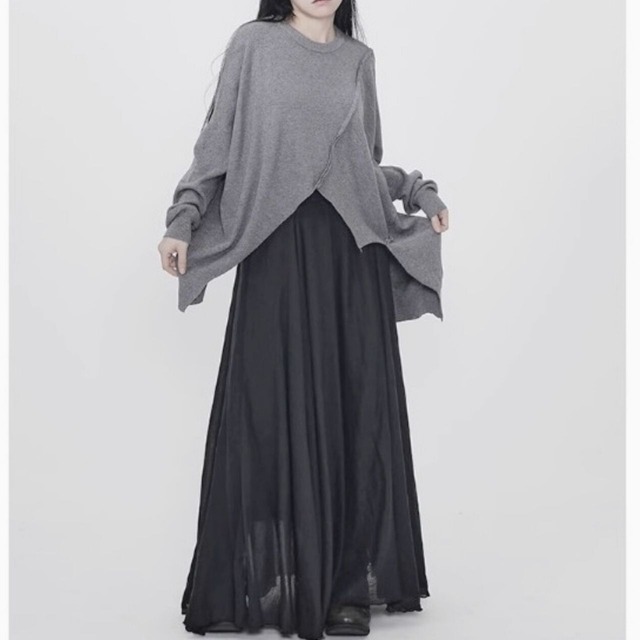 Asymmetrical hem oversized knit pullover C0838