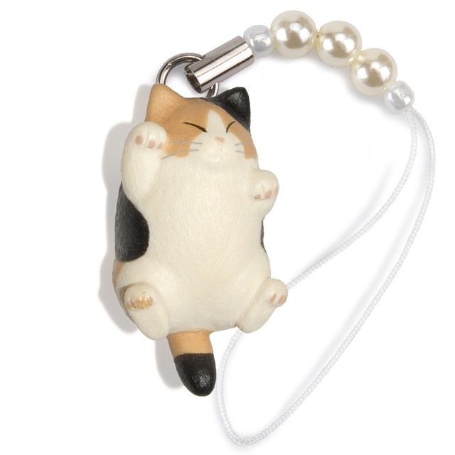 ペットラバーズ 猫どん でぶ猫 三毛 ビーズ ストラップ N-2301