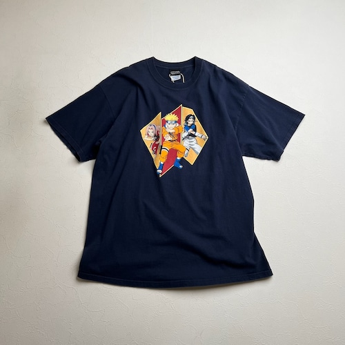 NARUTO　第7班　ナルト　サスケ　サクラ　キャラクター　アニメTシャツ　ネイビー　XL 古着