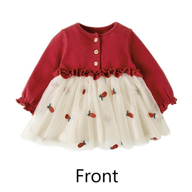 予約商品 韓国 子ども服 おしゃれ かわいい 姉妹 お揃い ギフトキッズ ベビー服 ワンピース 長袖 子供服 フリル 春 秋 チュール チュチュ かわいい イチゴ いちご 女の子 ジュニア おそろい 洋服 オシャレ 70cm 80cm 90cm 100cm 110cm 1cm Lavoro