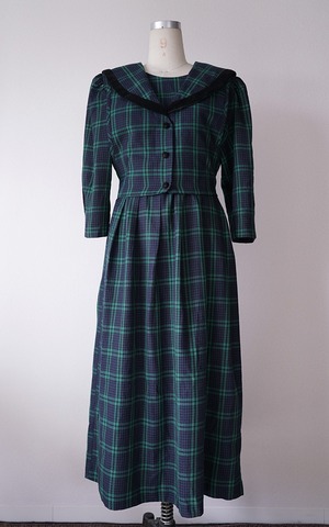 Sailor collar docking tartan dress