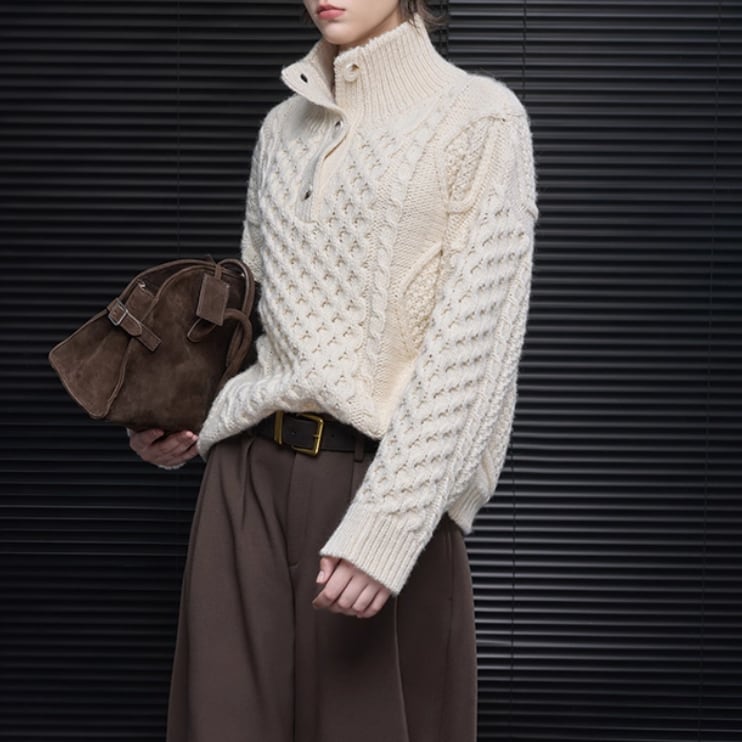 スタンドカラーハーフボタンセーター ・20051 | stir - ステア｜大人