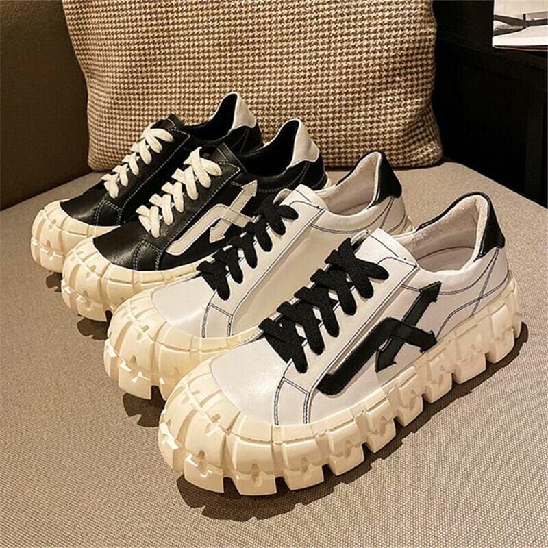 【新作】【送料無料】 カラーマッチングが増えた厚底イン風ホワイトシューズ新作レザーフラットスニーカー春秋カジュアルシューズ 靴 スプリング 春物 オータム 秋物 10b317148438141