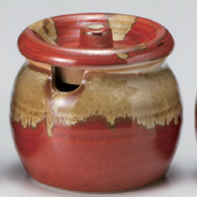 赤釉口切1号ｶﾒ [8805] 314-3-206 タレ入・かめ・すり鉢