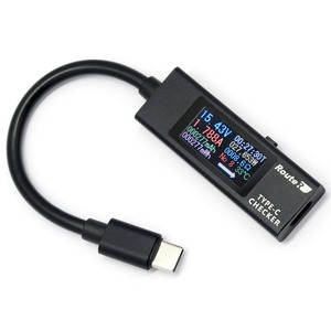 【数量限り】ルートアール 双方向・メタル筐体・多機能表示 USB Type-C電圧・電流チェッカー （ケーブル付きモデル） RT-TC5VABK