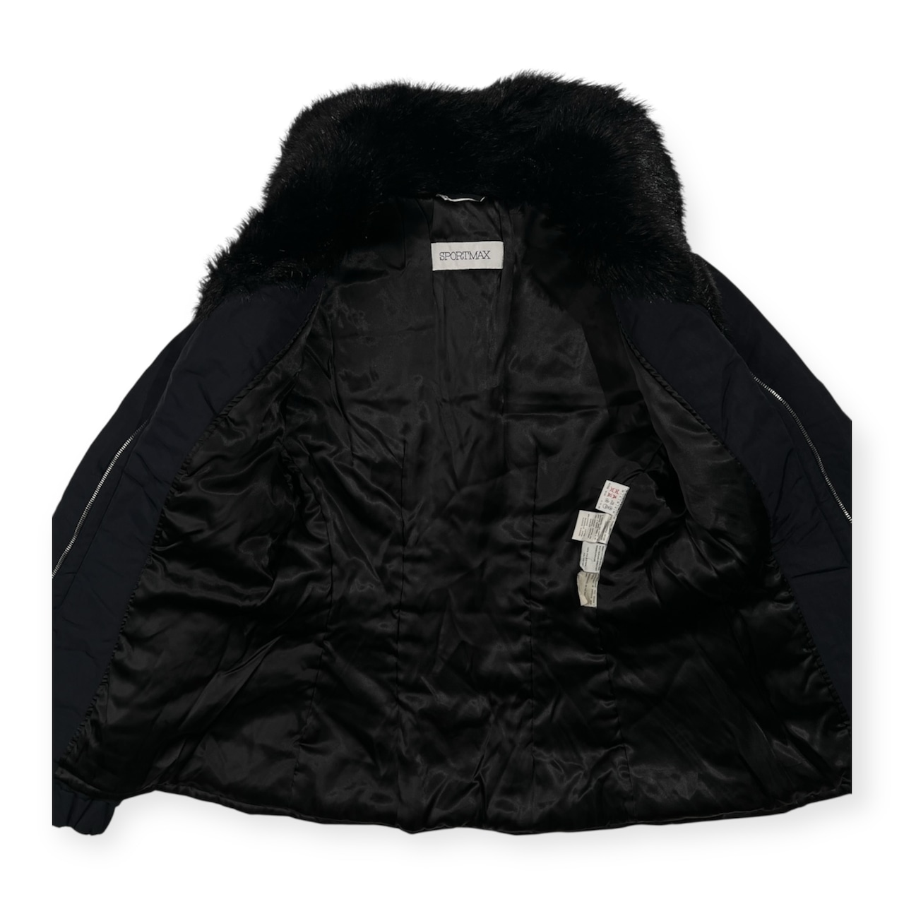 イタリア製 SPORT MAX マックスマーラ スポーツマックス ファー付き ジップ ナイロン 中綿 ジャケット サイズ 40 /ブラック