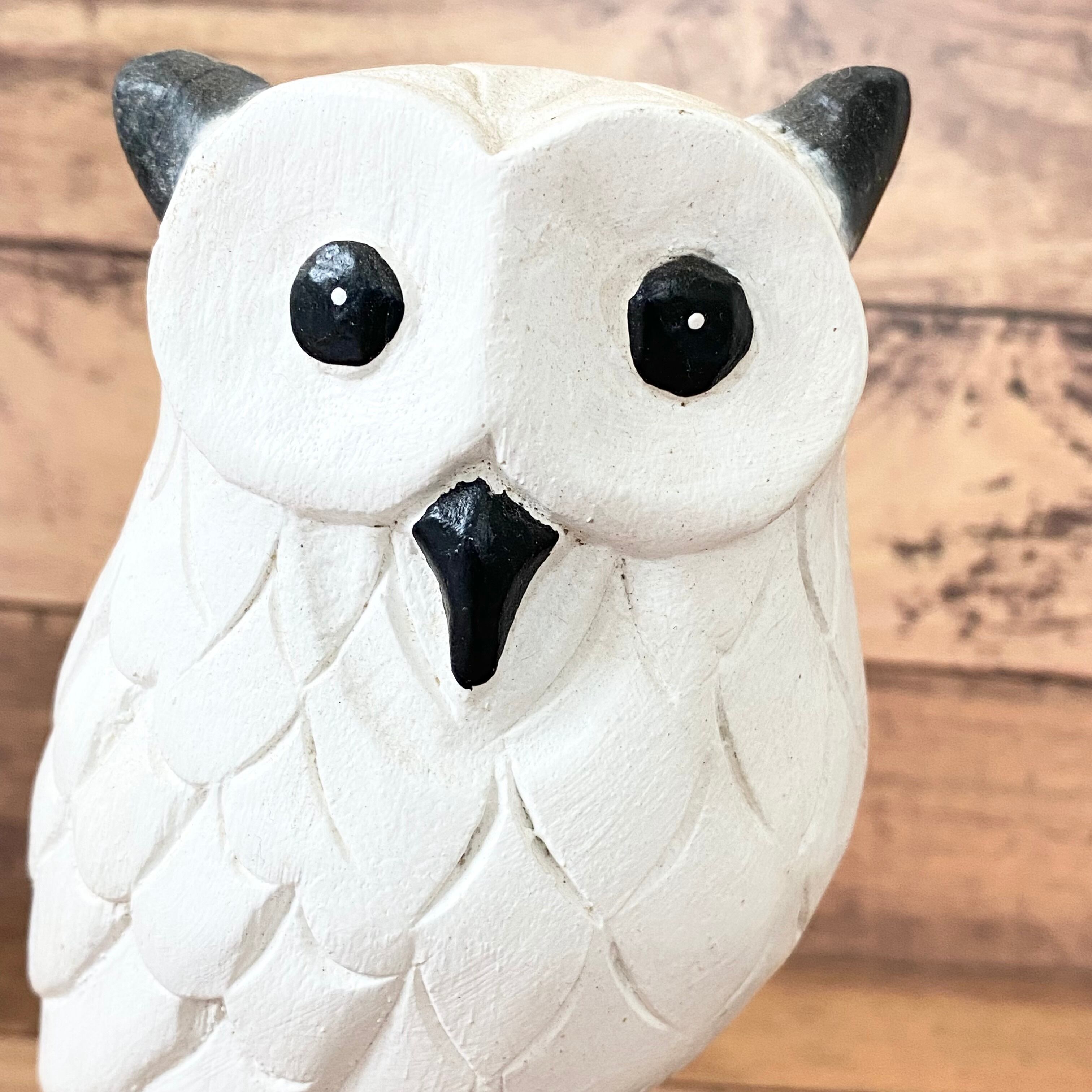 木彫り 木乗りフクロウ 白 | Pay ID