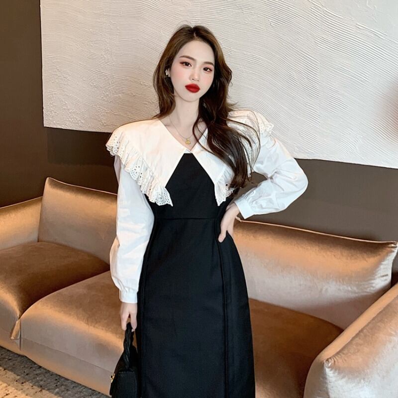 ドレス ハイウェストウェストスカート サマーブラックスリム 夏物 ブラックストロベリース6511659509