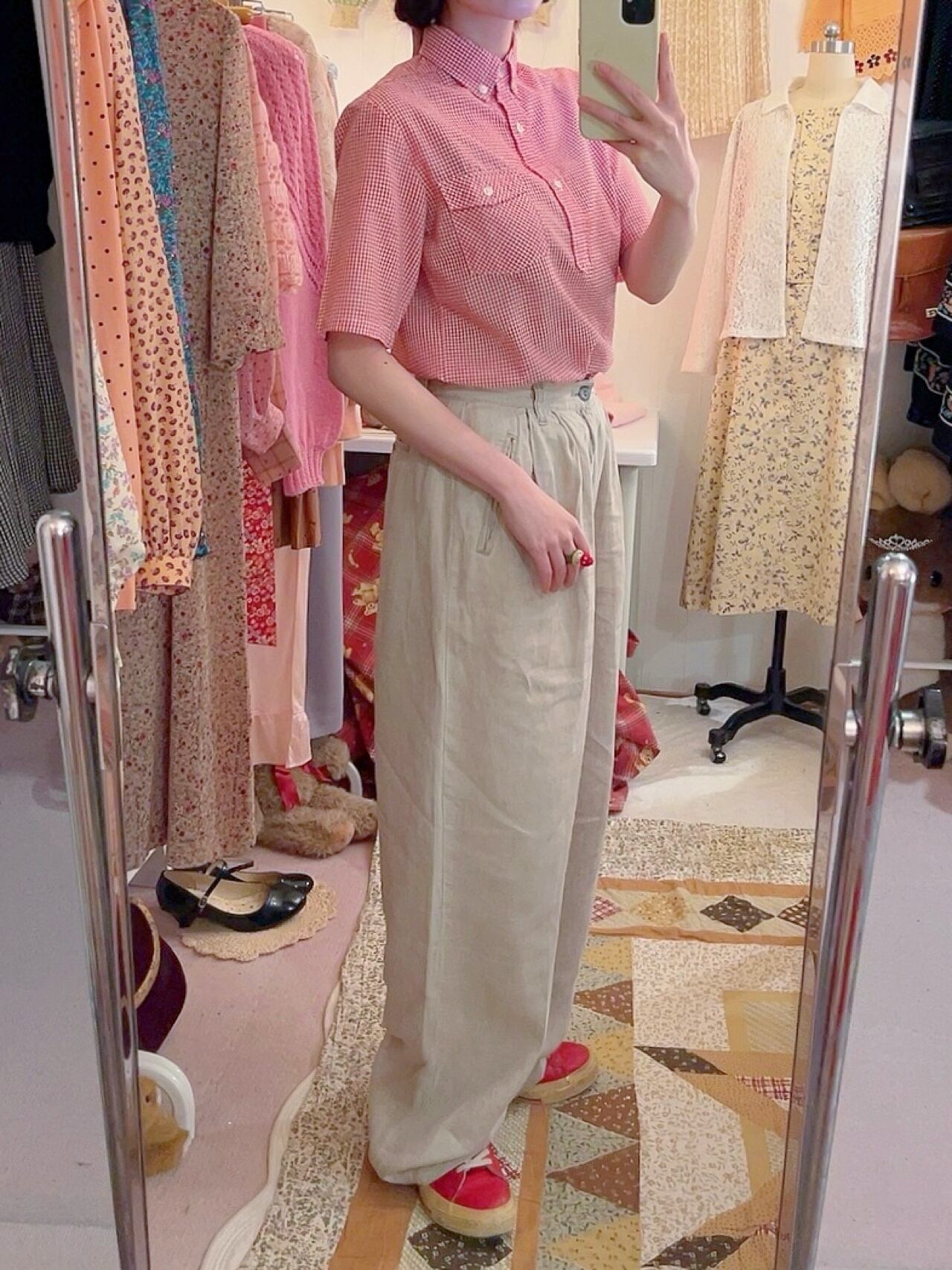 beige linen wide pants