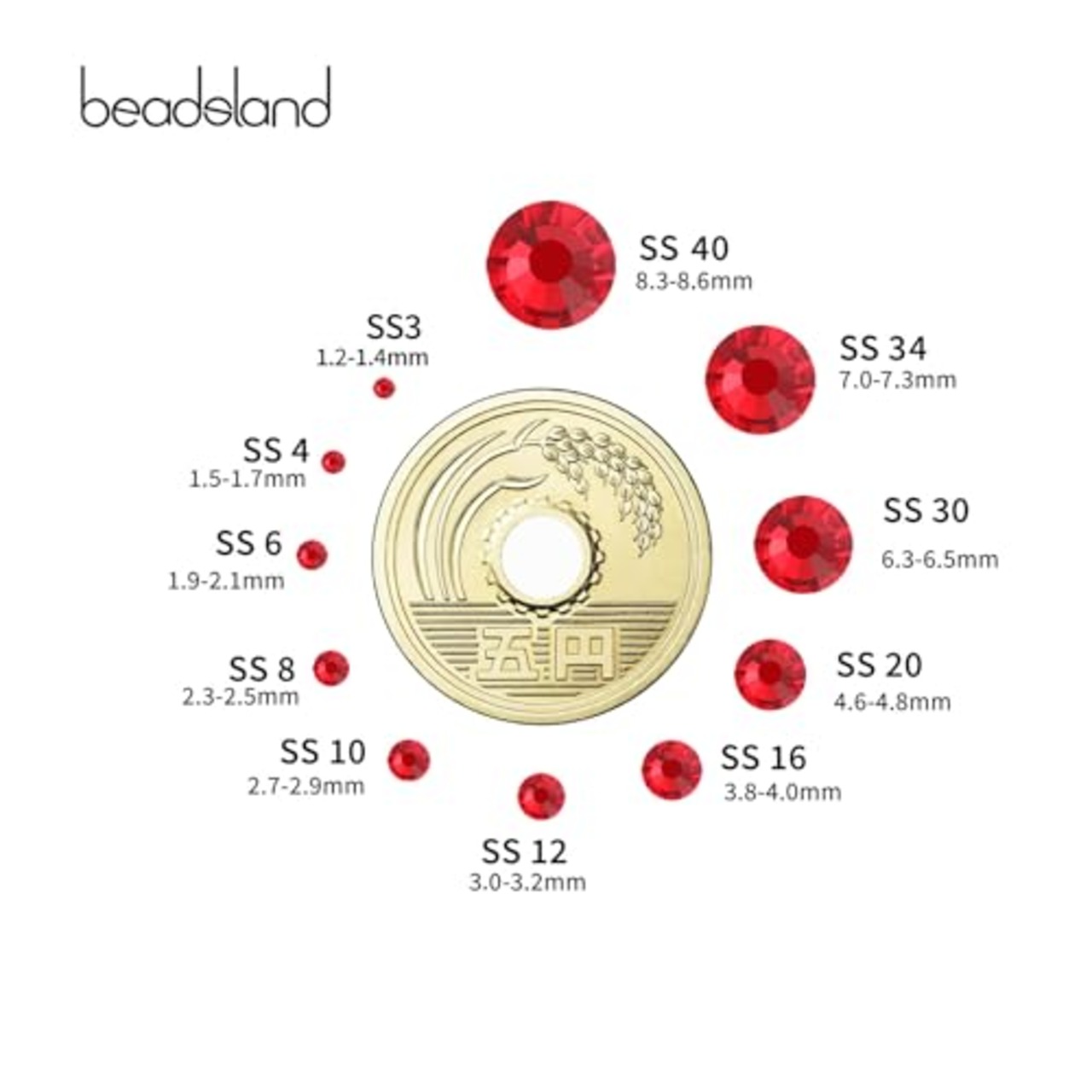 Beadsland（ビーズランド） ホットフィックスラインストーン、2880ピース フラットバック クリスタル ラインストーン クラフト 衣服 DIY装飾用、ライトシャム、SS8、2.3～2.5mm