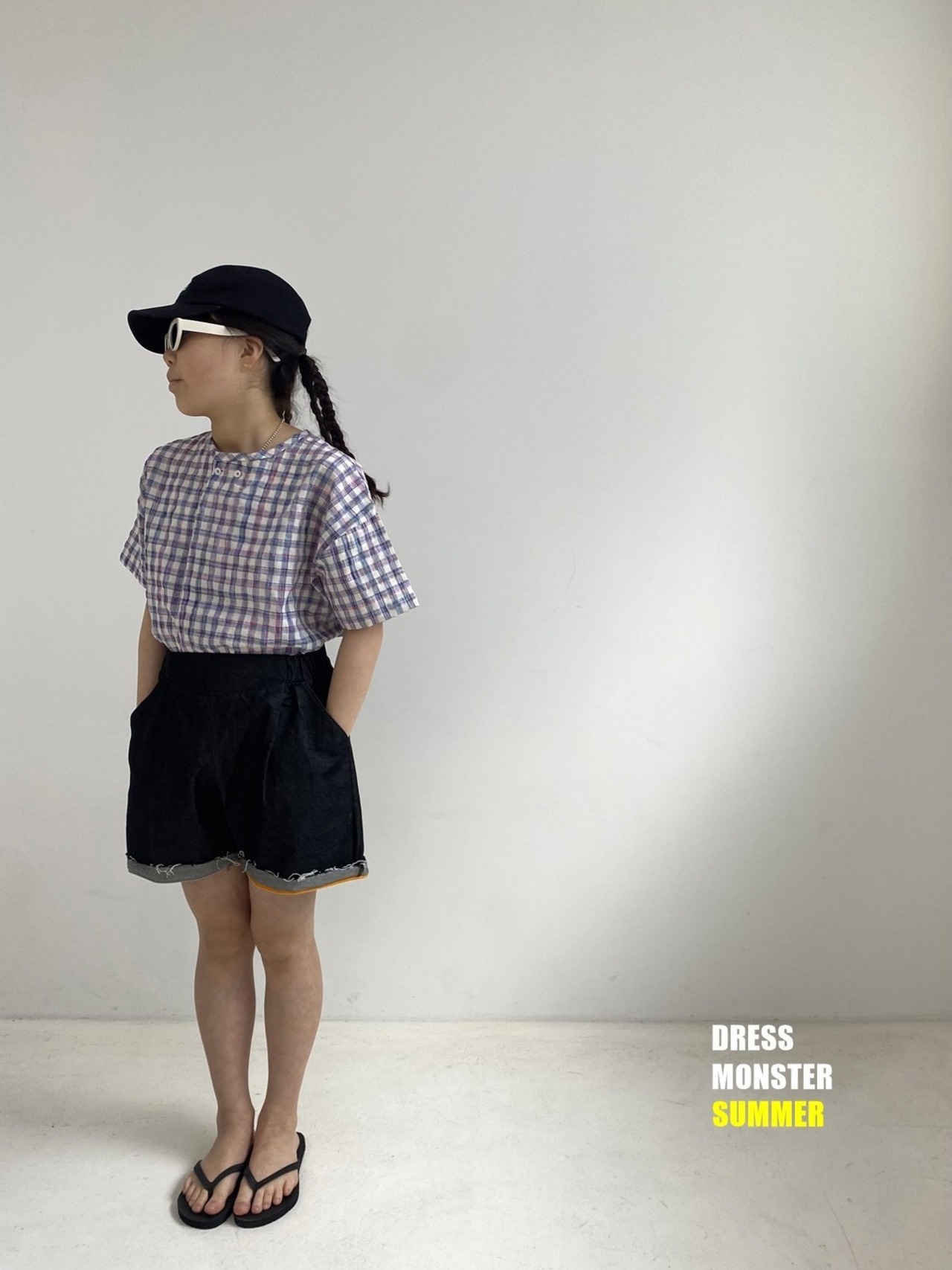 【ドレスモンスター DRESS MONSTER】2way デニムスウェットパンツ ブラック 110cm~140cm  240508 - 14