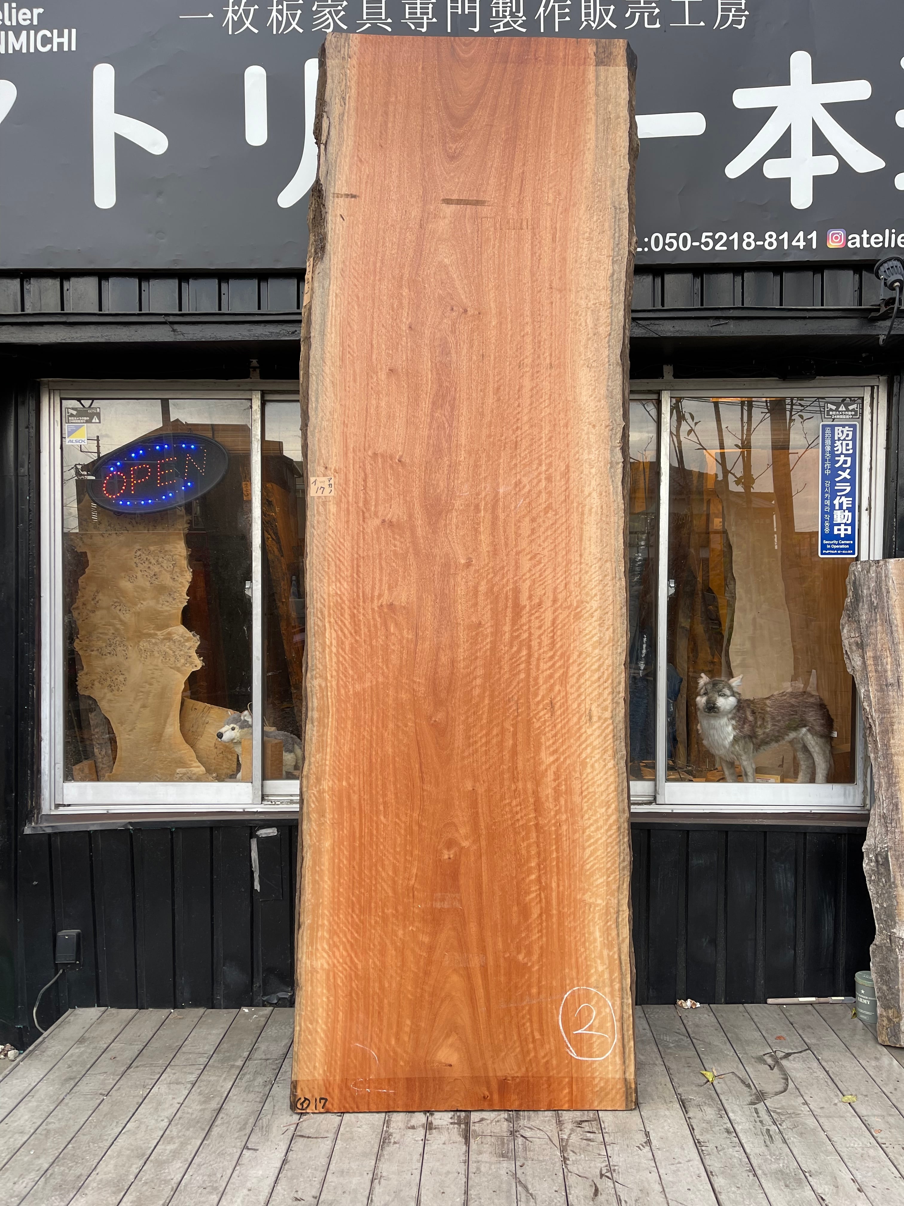 ボセ (アフリカンチェリー)(3) 一枚板 ダイニングテーブル 2730×830-830-840×62